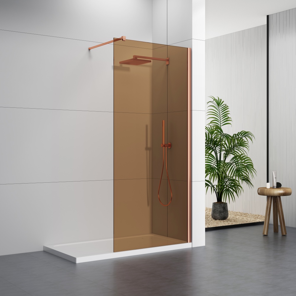 D102RG  6/8/10mm Brown Glass Walk-In Shower Enclosure With Support Bar
