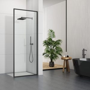 D105BL 8mm Matt Black Frame Clear Glass Walk In Shower Door