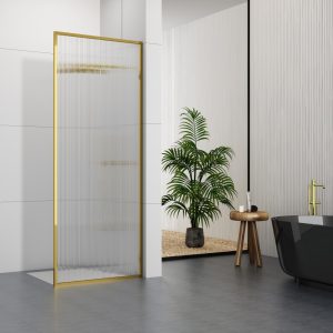 D105GD 8mm Golden Frame Fluted Glass Walk In Shower Door