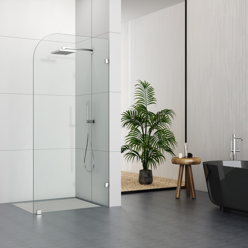 D107  6mm/8mm Clear Glass Frameless Walk In Shower Door