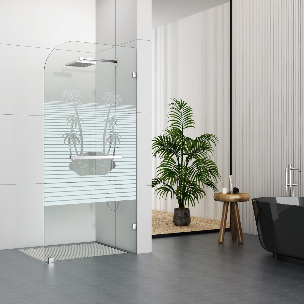 D107D 6mm/8mm Silk Print Glass Frameless Walk In Shower Screen