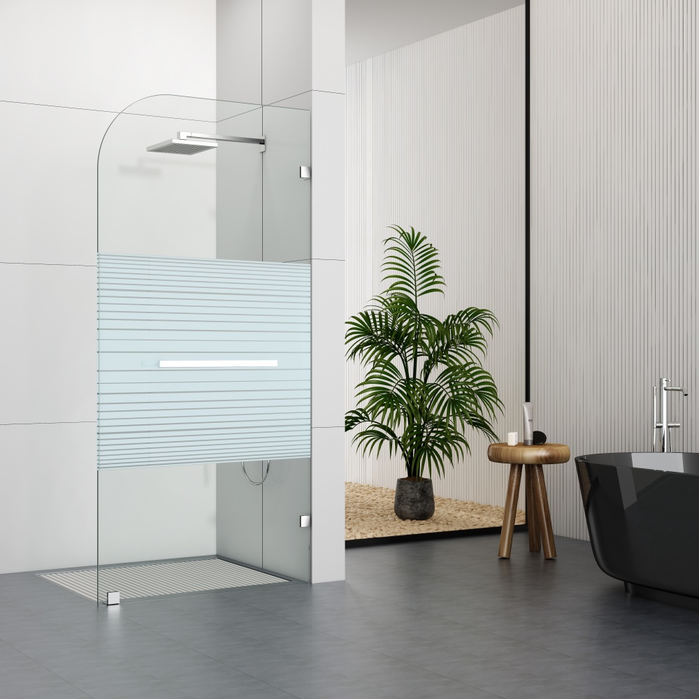 D107C 6mm/8mm Silk Print Glass Frameless Walk In Shower Door