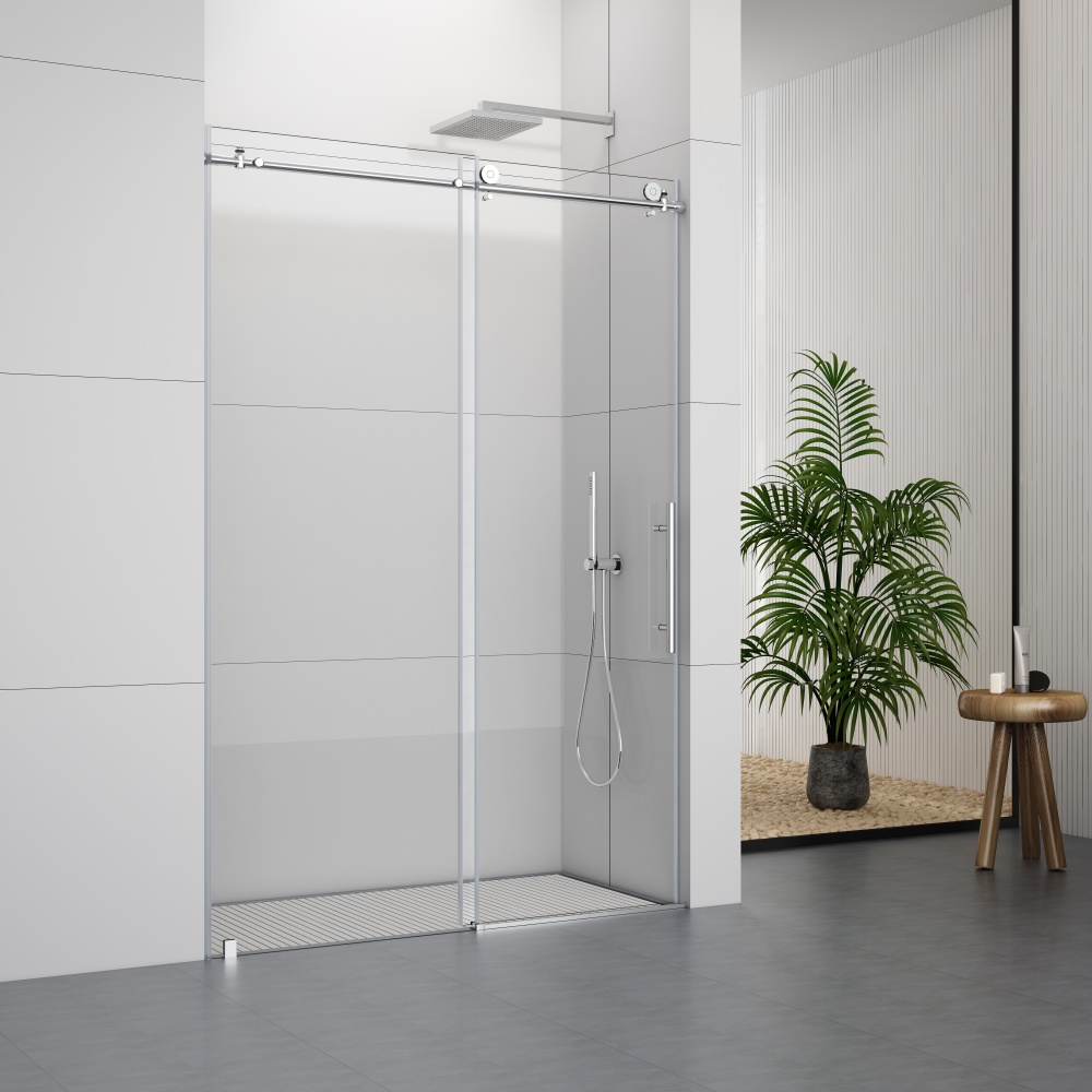 D31ACH  Single Sliding Frameless Shower Door Round Guide Rail