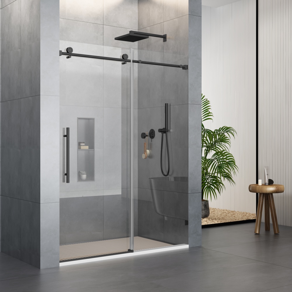 D31MB Single Sliding Frameless Shower Door Round Guide Rail