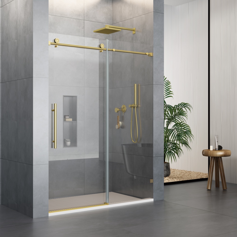 D31GD Single Sliding Frameless Shower Door Round Guide Rail