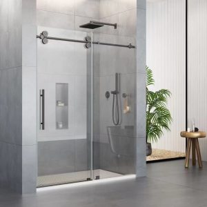 D38BL Single Sliding Frameless Shower Door Round Guide Rail