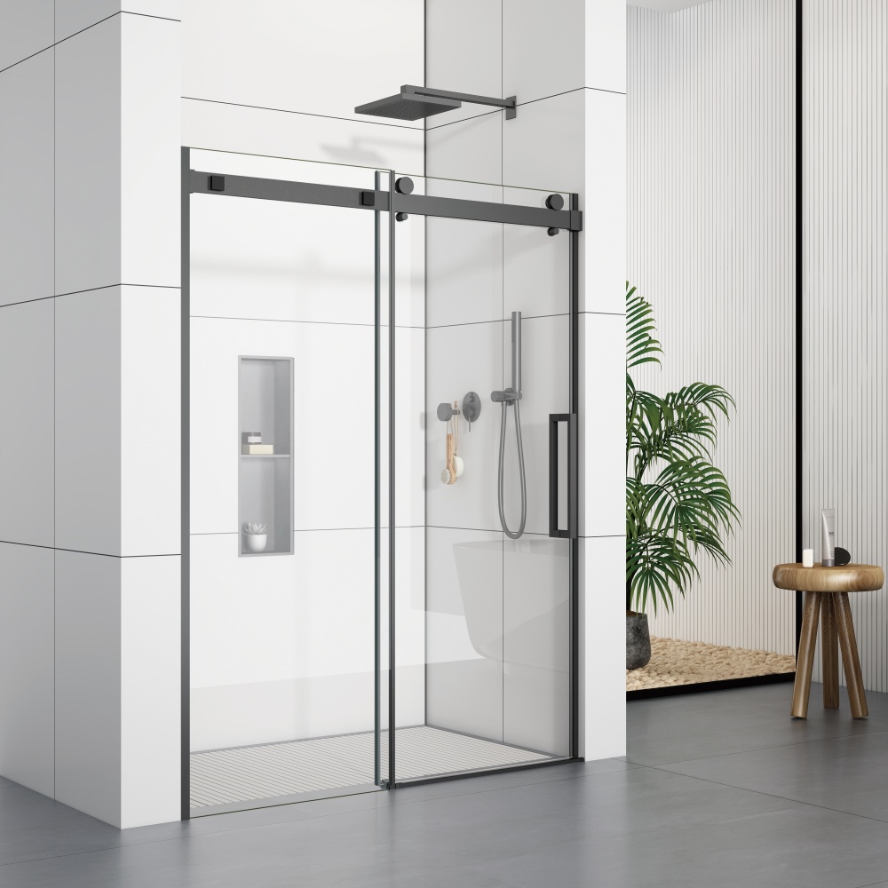 D32BL Soft Closing Frameless Single Sliding Shower Door