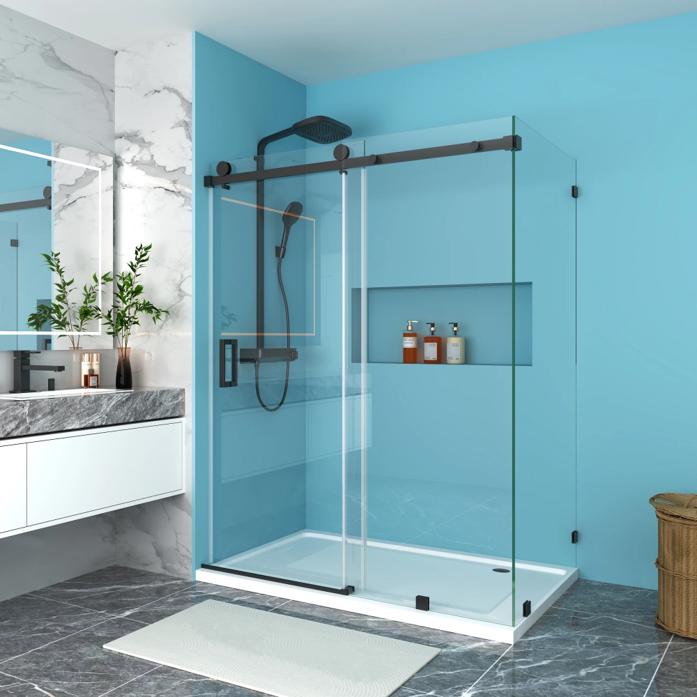 D32LMB Single Sliding Door Frameless Shower Enclosure