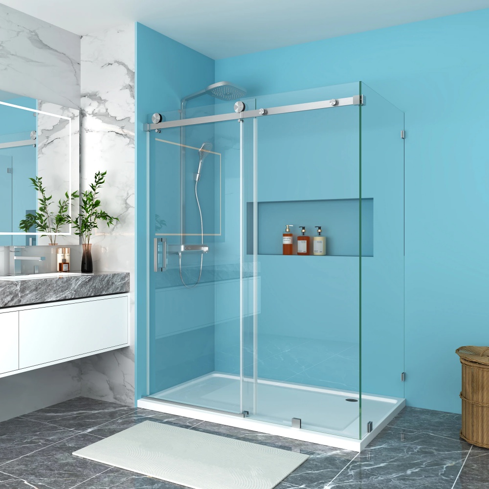 D32LBN Single Sliding Door Frameless Shower Enclosure