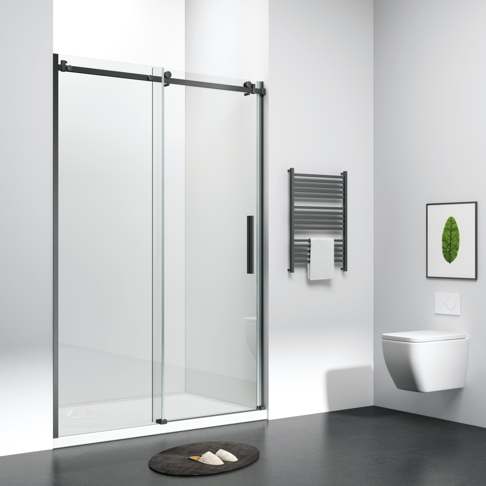 D32BL Matte Black Frameless Shower Door