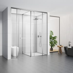 D33TCH Chrome T Shape Shower Enclosure