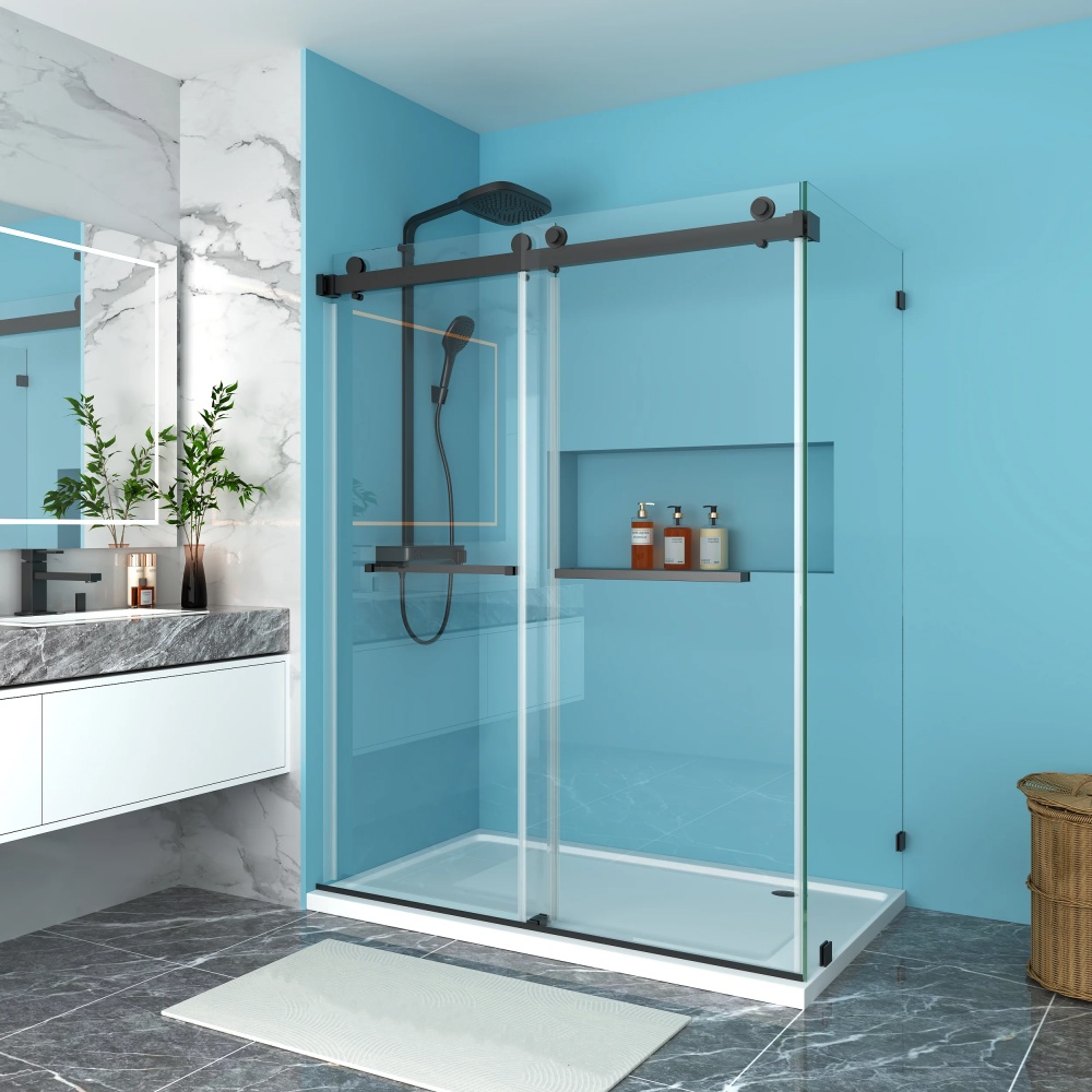 D36LMB Single Sliding Door Frameless Shower Enclosure