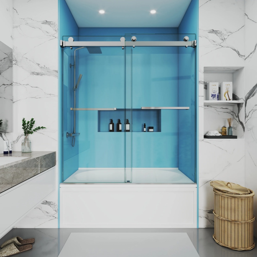 D36BCH Double Sliding Frameless Bathtub Shower Doors
