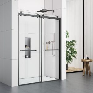 D37BL Double Sliding Semi Frameless Shower Doors