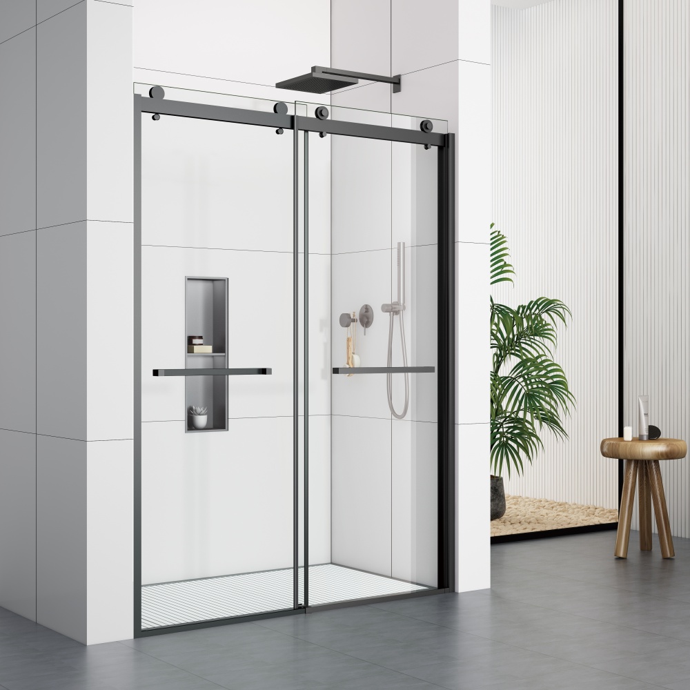 D37BL Double Sliding Semi Frameless Shower Doors
