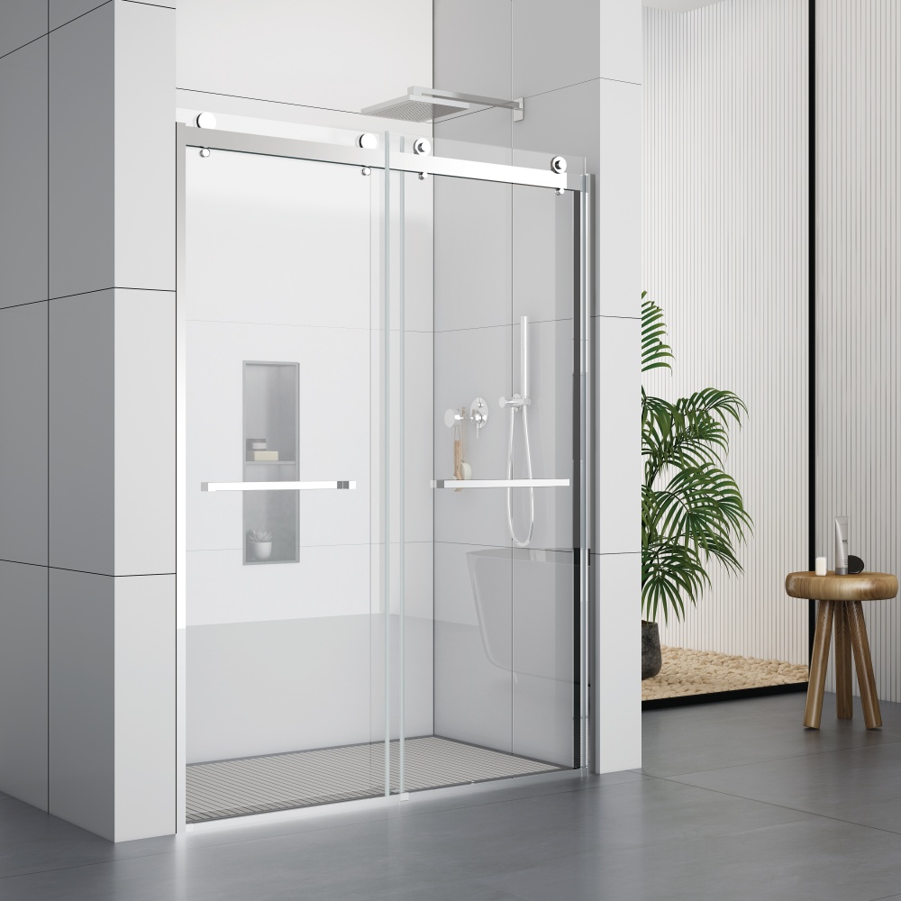 D37CH Double Sliding Semi Frameless Shower Doors