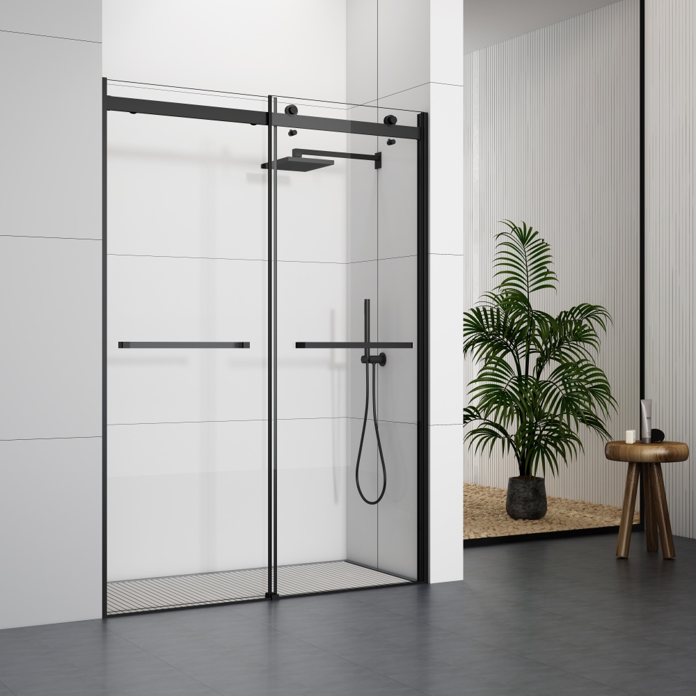 D39MB Matte Black Double Sliding Shower Doors
