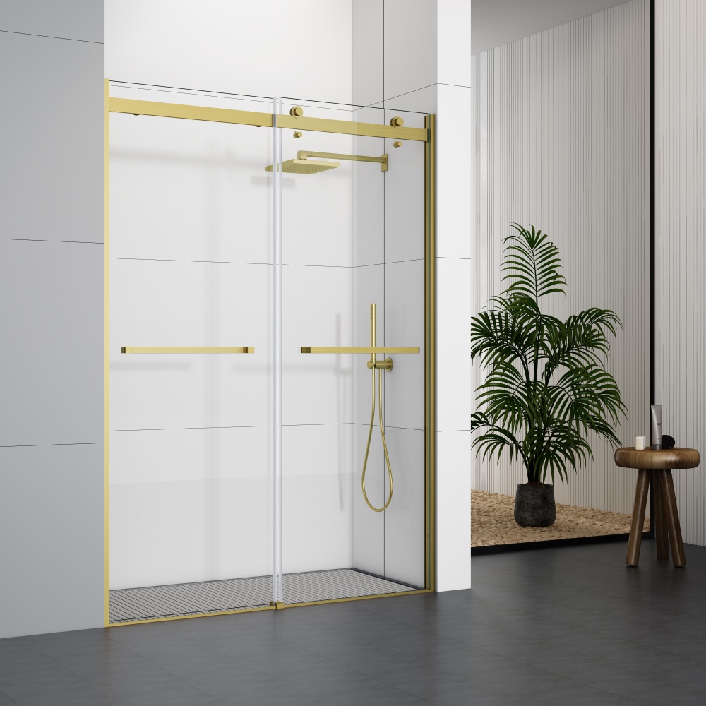 D39GB Golden Brushed Double Sliding Shower Doors