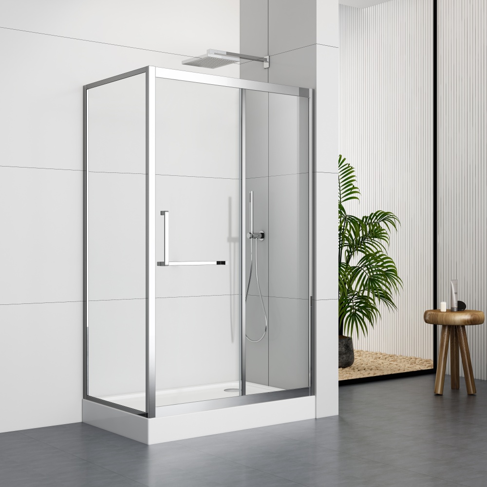 D53LCH 80x120/90x120Cm Rectangle Chrome Frame Sliding Door Shower Enclosure