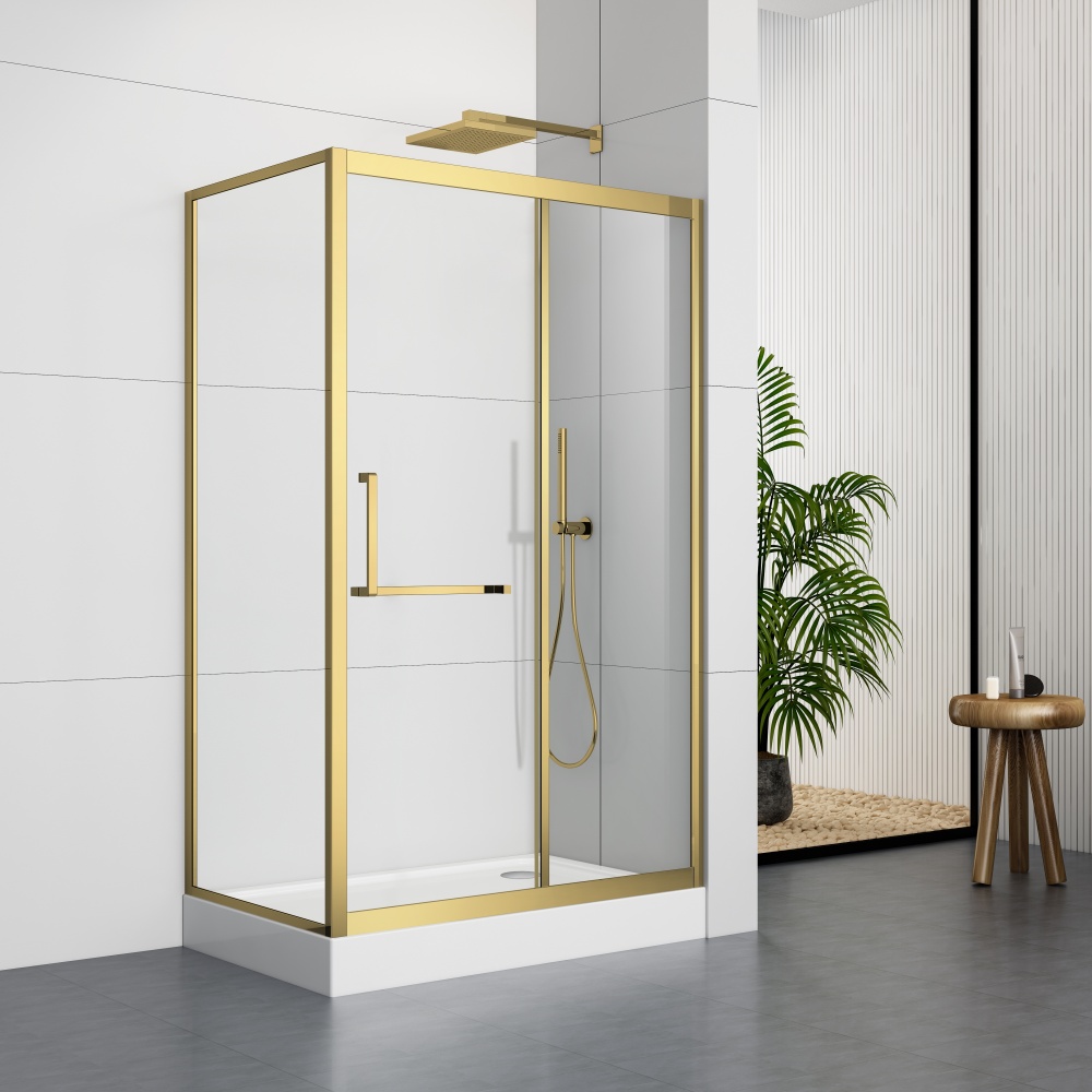 D53LGD 80×120/90x120Cm Rectangle Golden Frame Sliding Door Shower Enclosure