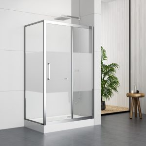 D53LF 80x120/90x120Cm Rectangle Chrome Frame Shower Cubicle With Frosted Glass