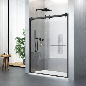 D57MB Matte Black Double Sliding Shower Doors