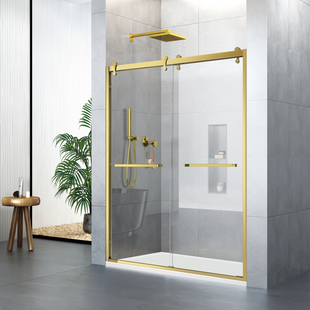 D57GD Golden Brushed Double Sliding Shower Doors