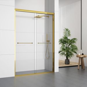 D86GD Golden Frame Double Sliding Shower Doors