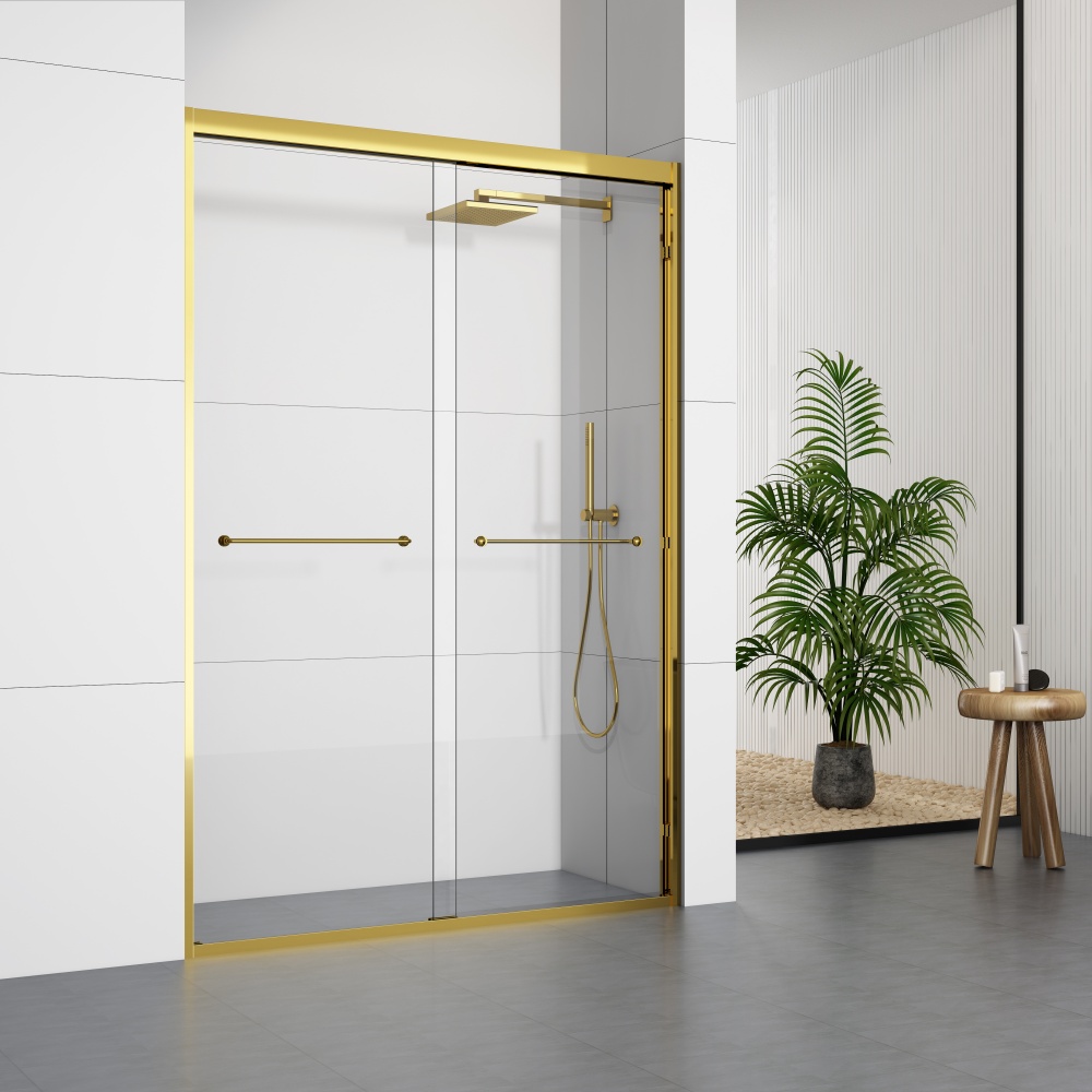 D86GD Golden Frame Double Sliding Shower Doors