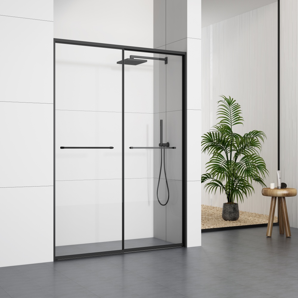 GD369BL  Minimalist Design Shower Doors With Two Sliding Doors