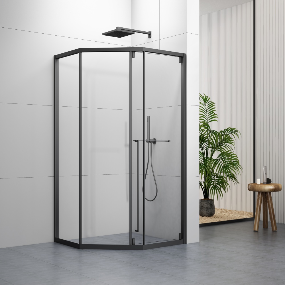 S5037BL Black Frame Shower Enclosure With Inner Sliding Door