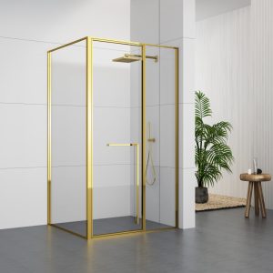 GD9027LGD Golden Minimalist Frame Shower Door With One Swing door