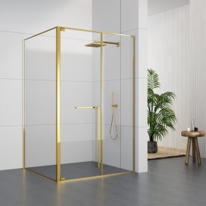 GD9028LGD Golden Minimalist Frame Shower Door With One Swing door