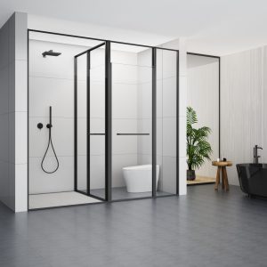 GD3057TBL Matte Black T Shape Shower Enclosure