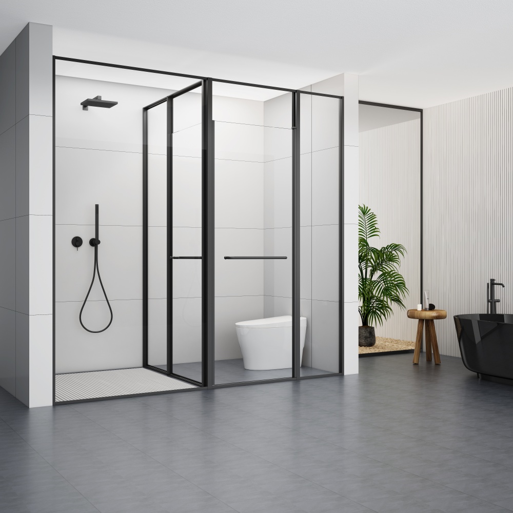 GD3057TBL  Matte Black T Shape Shower Enclosure