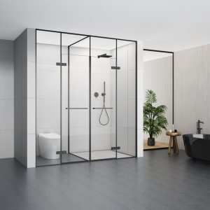 GD3065BL Matte Black T Shape Shower Enclosure