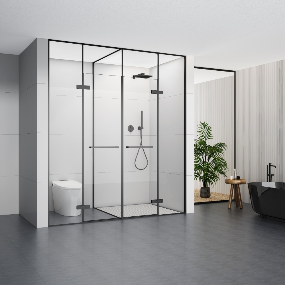 GD3065BL  Matte Black T Shape Shower Enclosure