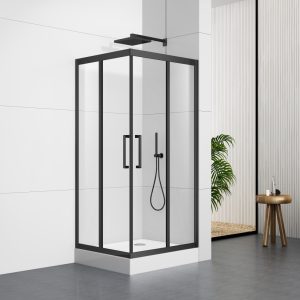 S5003BL 80X80/90X90/100X100cm Matte Black Frame Shower Enclosure With Shower Tray