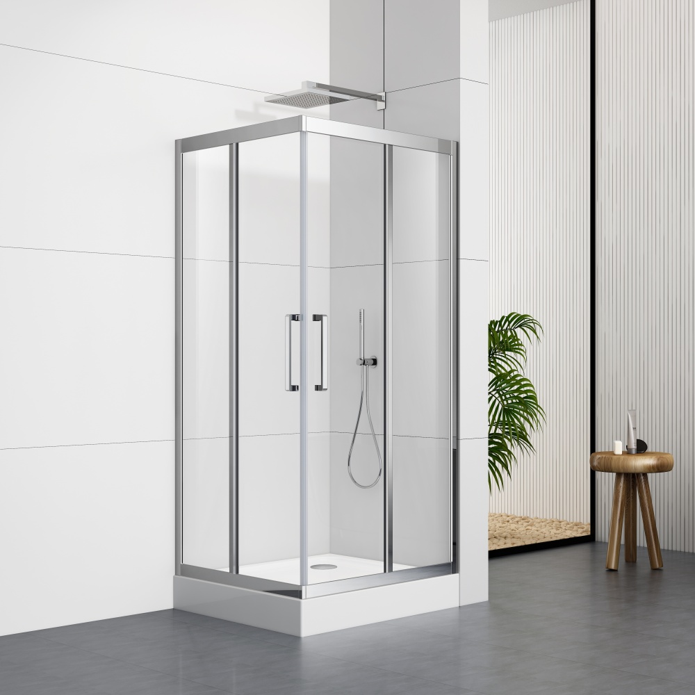 S5003CH  80X80/90X90/100X100cm  Chrome Frame Shower Enclosure With Shower Tray