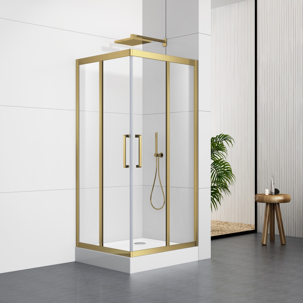 S5003GD 80X80/90X90/100X100cm Golden Frame Shower Enclosure With Shower Tray