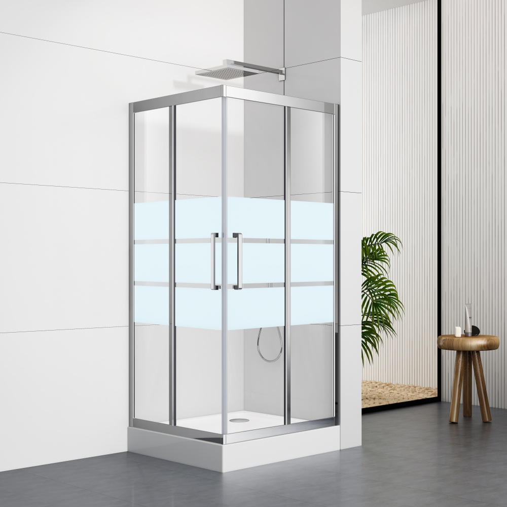S5003S 80X80/90X90/100X100cm Chrom Frame Shower Enclosure With Shower Tray