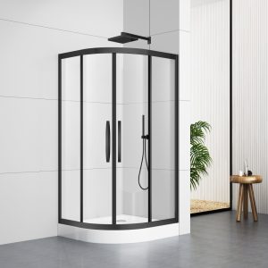 S5009BL 80X80/90x90/100x100cm Corner Matte Black Frame Shower Cubicle With Shower Tray