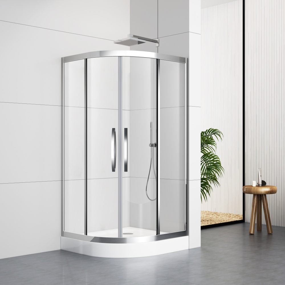 S5009CH 80X80/90x90cm/100x100cm Corner Chrome Frame Shower Box With Shower Tray