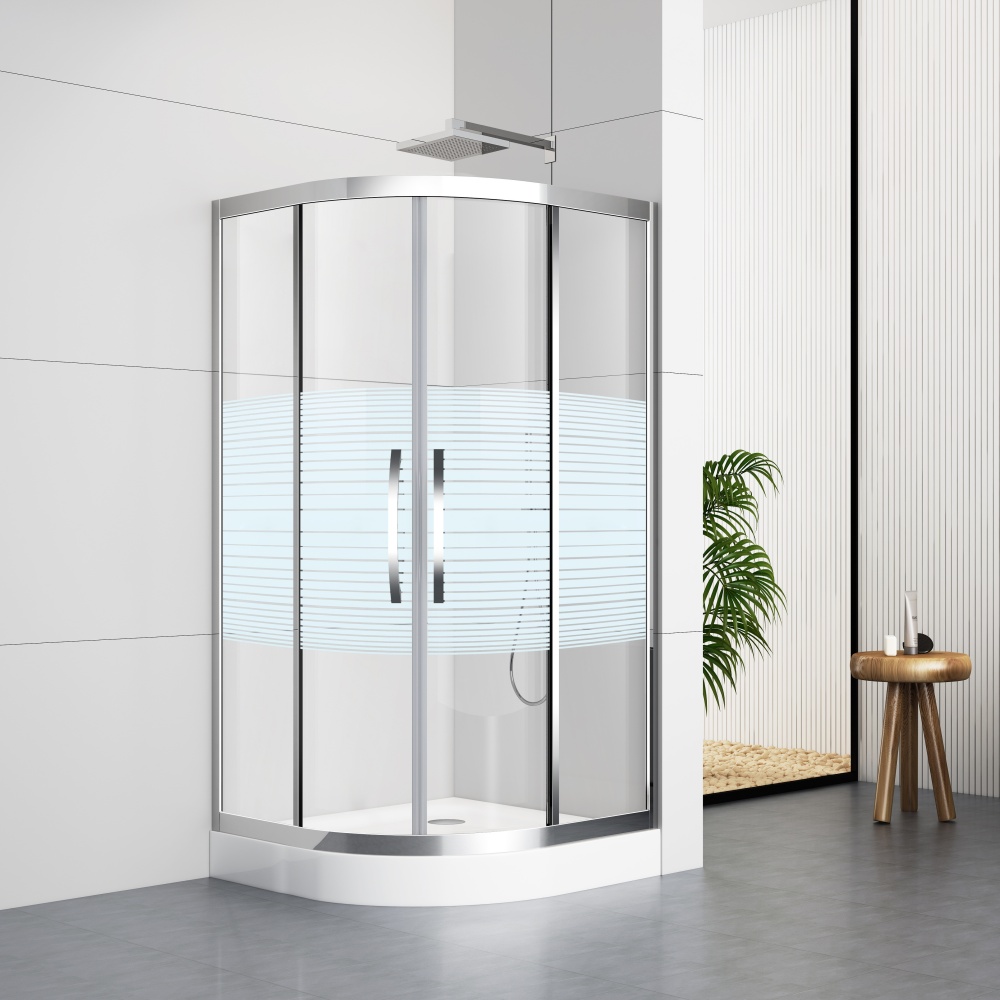 S5009S 80X80/90x90cm/100x100cm Corner Chrome Frame Shower Box With Shower Tray