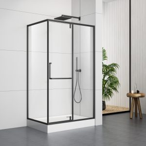 S5027L Matte Black Frame Shower Box With Shower Tray