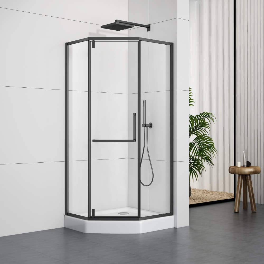 S5027Z  Matte Black Frame  Shower Cubicle With Tray
