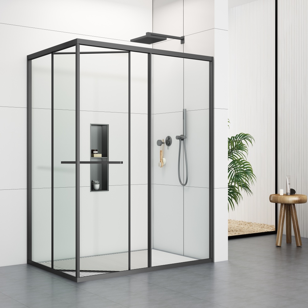 S5030BL Black Revolving Door Shower Cubicle