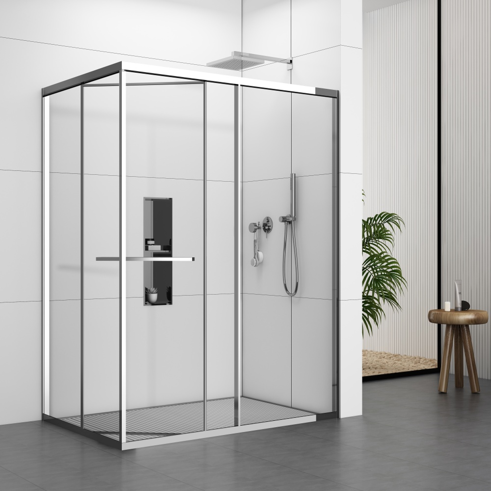 S5030CH  Chrome Revolving Door Shower Enclosure for Small Bathroom Space