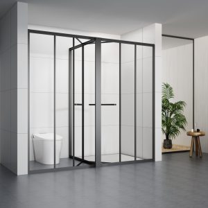 S5030TBL Matte Black T Shape Shower Enclosure