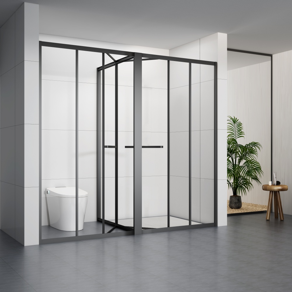 S5030TBL Matte Black T Shape Shower Enclosure